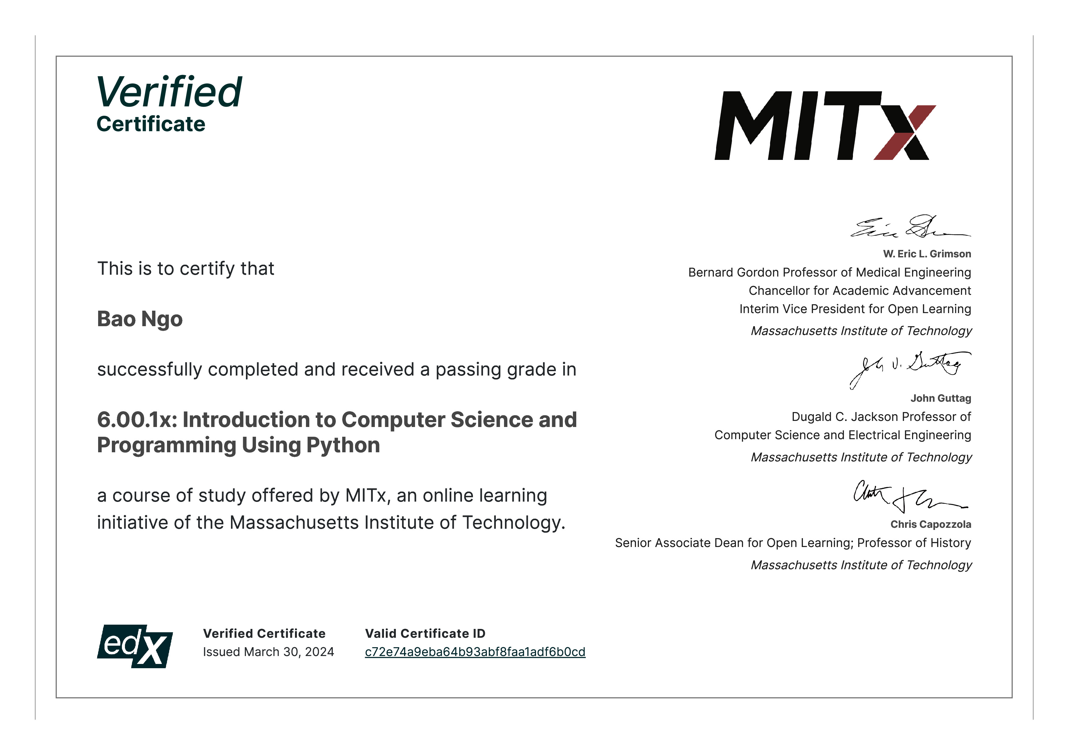 MIT 6.001 certificate